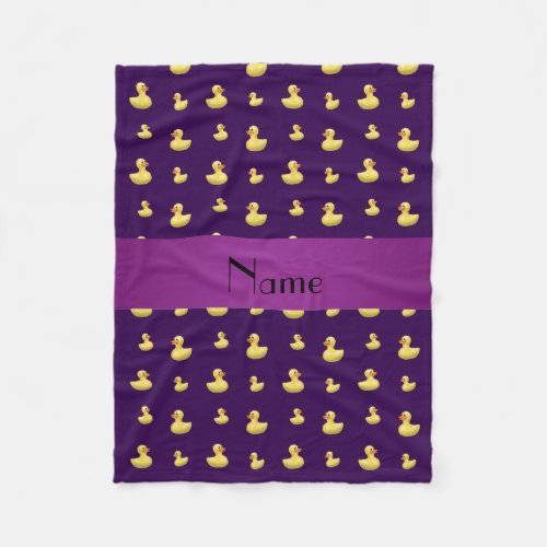 Personalized name purple rubber duck pattern fleece blanket