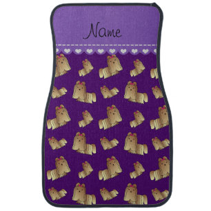 Personalized name purple shih tzu dogs car mat