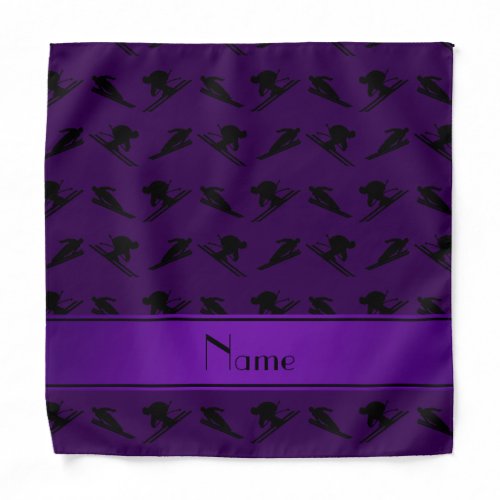 Personalized name purple ski pattern bandana