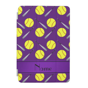 Personalized name purple softball pattern iPad mini cover