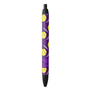 Personalized name purple softball pattern pen