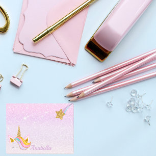 Personalized Name Purple Sparkle Glitter Unicorn Post-it Notes