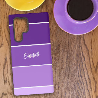Personalized Name Purple Stripe Color Palette Chip Samsung Galaxy S22 Ultra Case