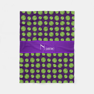 Personalized name purple tennis balls pattern fleece blanket