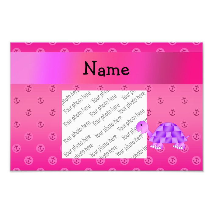 Personalized name purple turtle pink anchor photo print