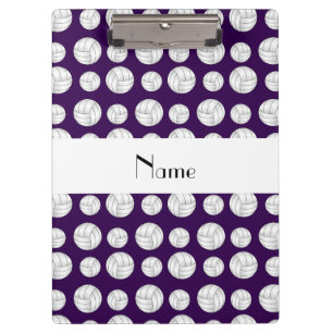 Personalized name purple volleyball balls clipboard