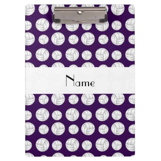 Personalized name purple volleyball balls clipboard (Front)