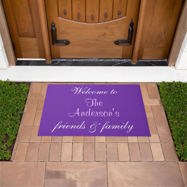 Personalized Name Purple Welcome Doormats (Outdoor)