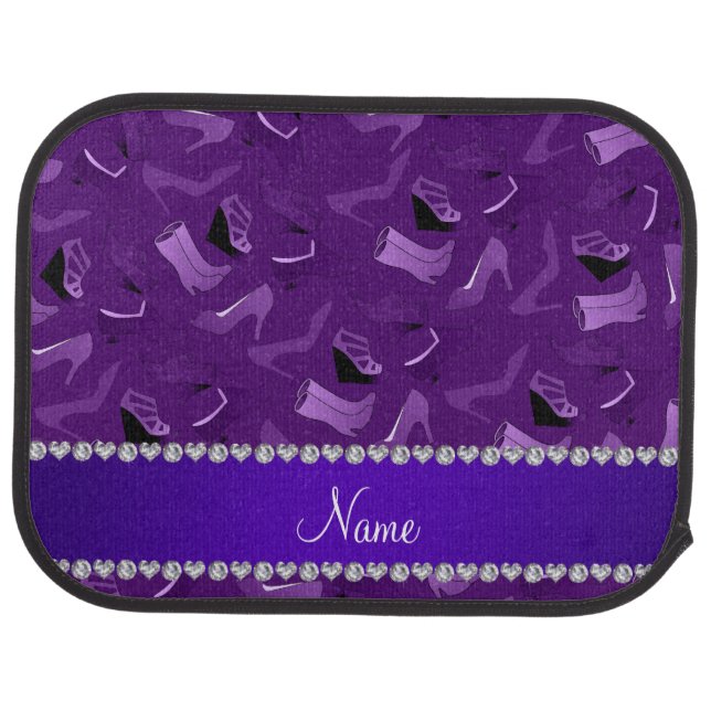 Personalized name purple women's shoes pattern car floor mat (Rear)