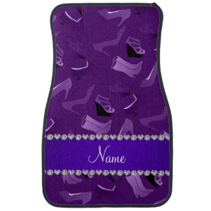 Personalized name purple women's shoes pattern car mat