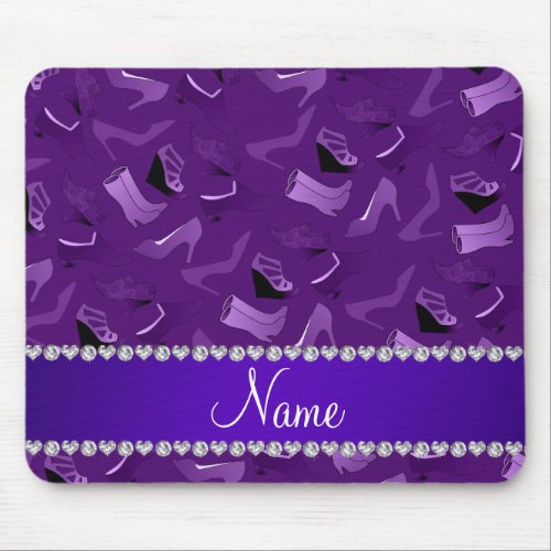 Personalized name purple womens shoes pattern mouse pad