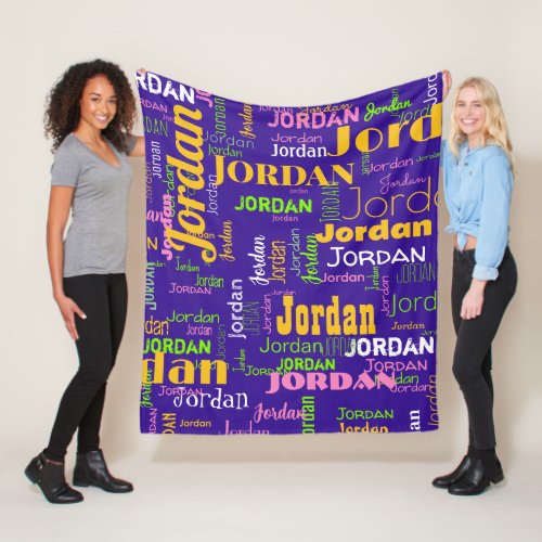 Personalized Name Purple Yellow Green Retro Colors Fleece Blanket