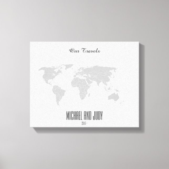 Personalized Name Push Pin World Map - Our Travels Canvas Print (Front)