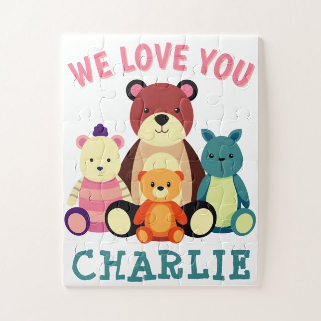 Personalized Name Puzzle with Animals (Vertical)