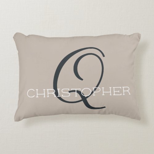 Personalized Name Q Initial Neutral Taupe Tan Accent Pillow