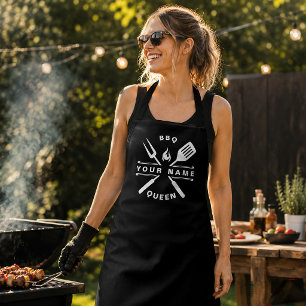 Personalized Name Queen Of The BBQ Mom Apron