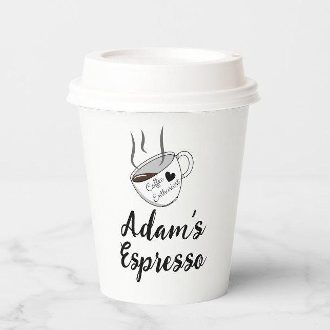 Personalized Name & Quote, Coffee Espresso  Paper Cups (Front)