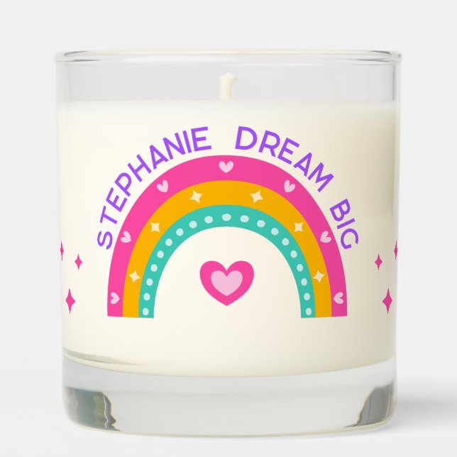 Personalized Name Quote Rainbow Dopamine Decor Scented Candle (Front)