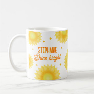 Personalized Name Quote Sunflower Motivational Coffee Mug