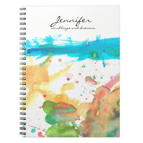 Personalized Name quote water paint design Notebook
