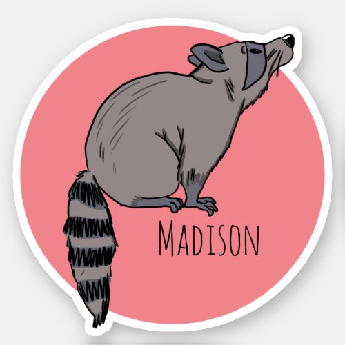 Personalized Name Raccoon Vinyl Sticker