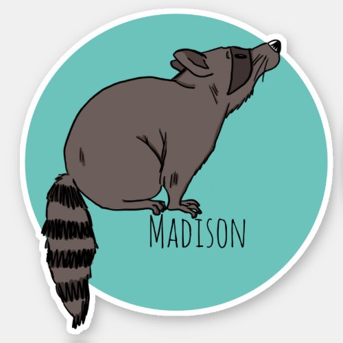 Personalized Name Raccoon Vinyl Sticker
