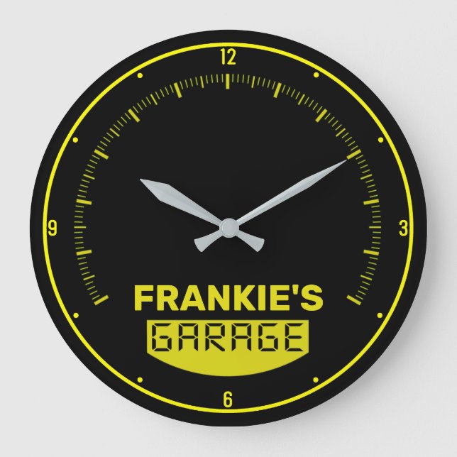 Personalized NAME Racing Car Speedometer Garage Large Clock (Front)