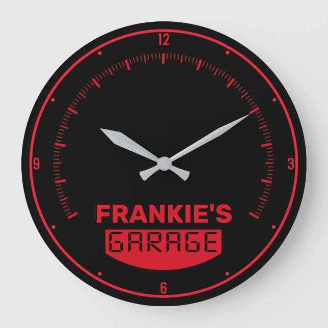 Personalized NAME Racing Car Speedometer Garage Large Clock (Front)