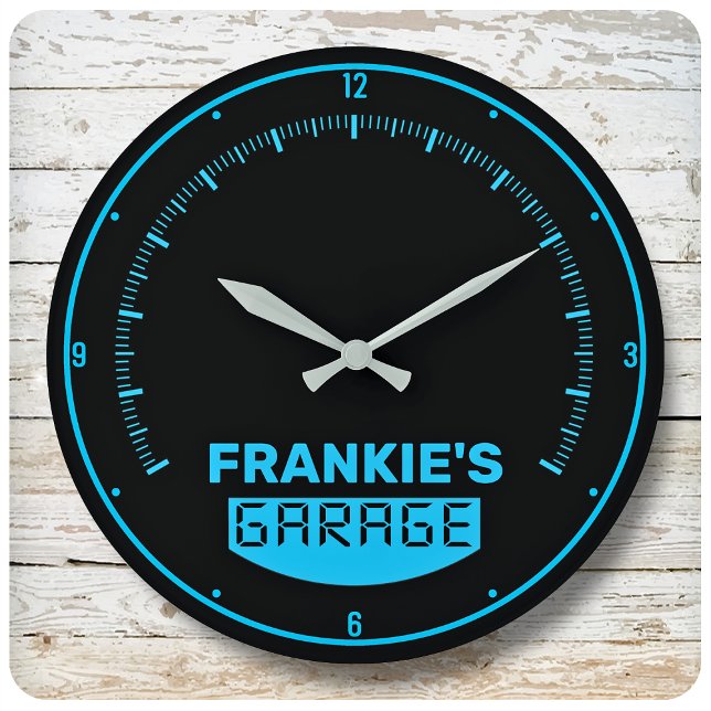 Personalized NAME Racing Car Speedometer Garage Large Clock (Creator Uploaded)