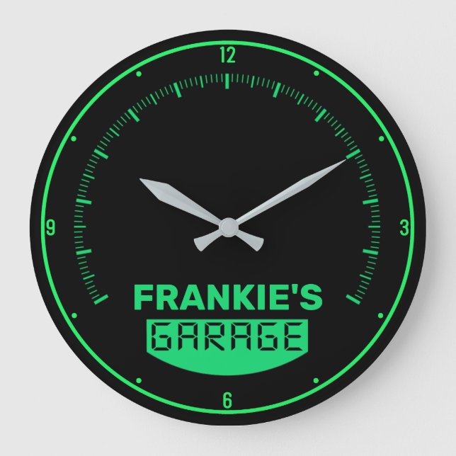 Personalized NAME Racing Car Speedometer Garage Large Clock (Front)