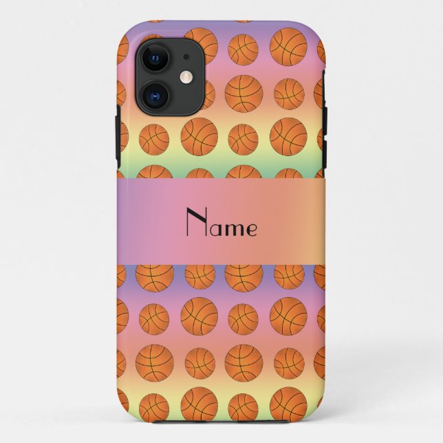 Personalized name rainbow basketballs Case-Mate iPhone case (Back)