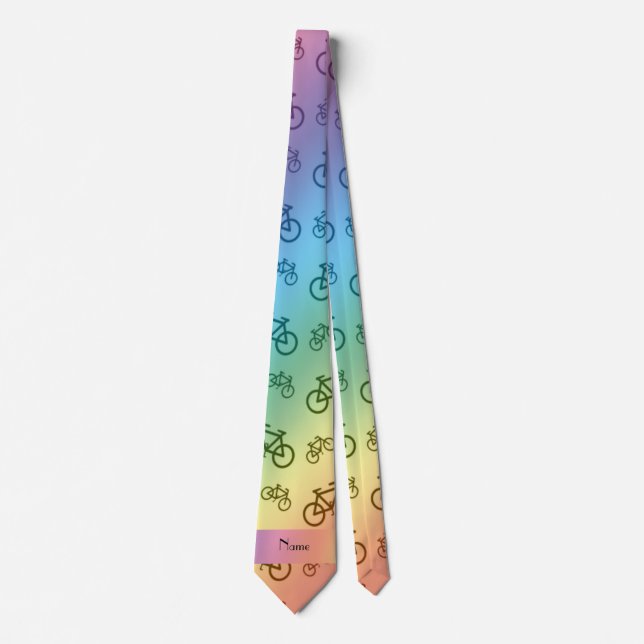 Personalized name rainbow bicycles tie (Front)
