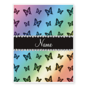 Personalized name rainbow butterfly pattern temporary tattoos