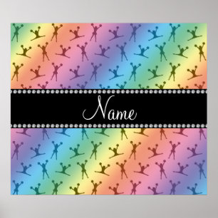Personalized name rainbow cheerleader pattern poster