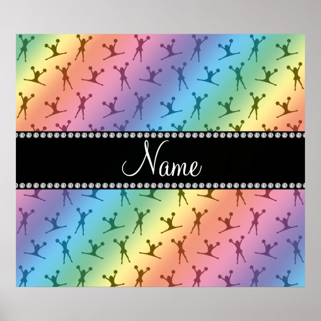 Personalized name rainbow cheerleader pattern poster (Front)