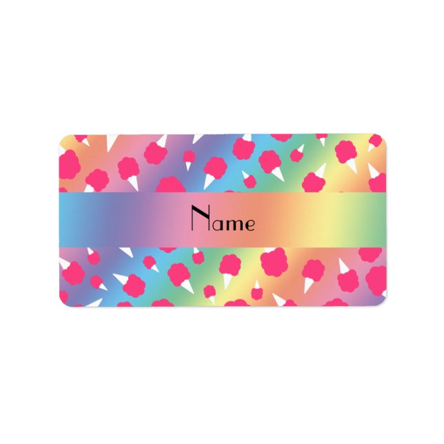 Personalized name rainbow cotton candy label (Front)