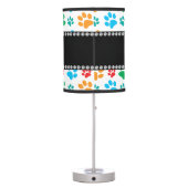 Personalized name rainbow dog paws table lamp (Back)