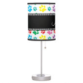 Personalized name rainbow dog paws table lamp (Left)