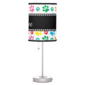 Personalized name rainbow dog paws table lamp (Right)