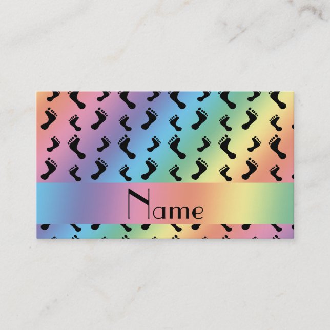 Personalized name rainbow feet calling card (Front)