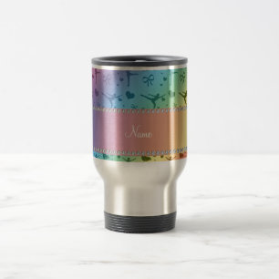 Personalized name rainbow figure skating travel mug