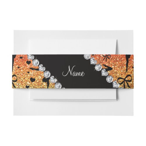 Personalized name rainbow glitter gymnastics invitation belly band