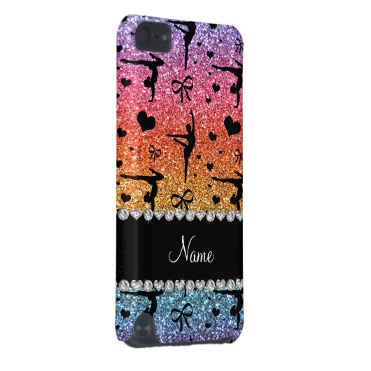 Personalized name rainbow glitter gymnastics iPod touch (5th generation) cover (Back/Right)