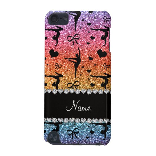 Personalized name rainbow glitter gymnastics iPod touch (5th generation) cover (Back)
