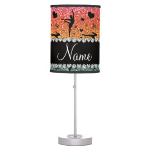 Personalized name rainbow glitter gymnastics table lamp