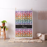 Personalized name rainbow glitter penguins igloos fabric