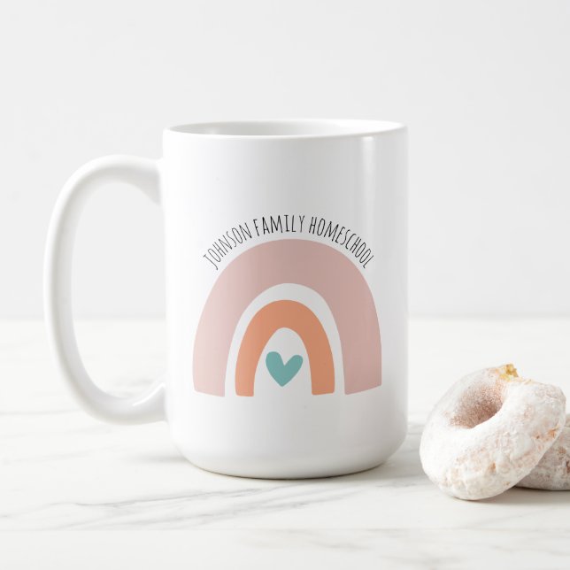 Personalized Name Rainbow Homeschool Coffee Mug (With Donut)