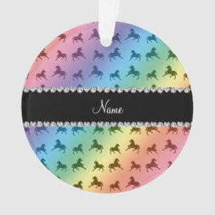 Personalized name rainbow horse pattern ornament