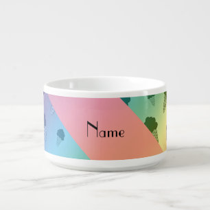 Personalized name rainbow ice cream pattern bowl