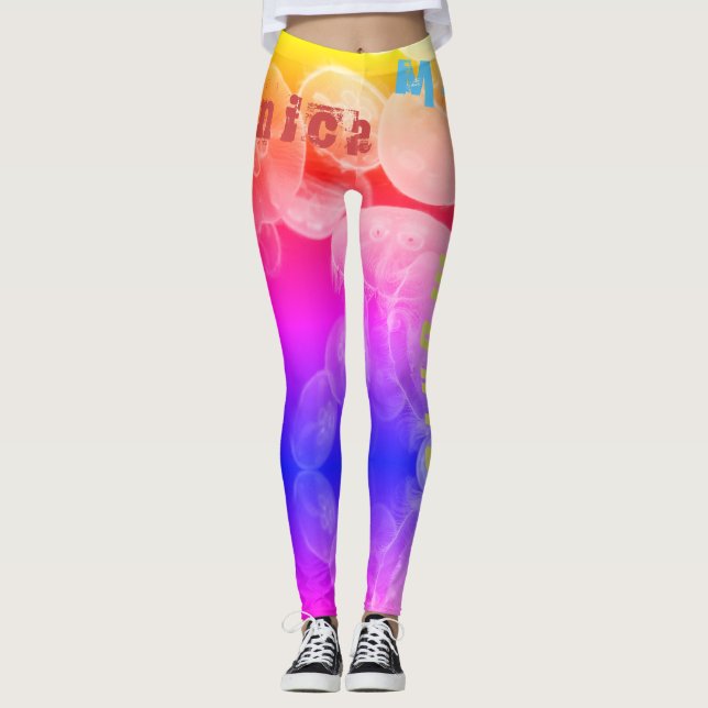 Personalized Name Rainbow Jellyfish Leggings (Front)